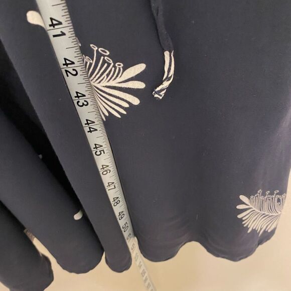 Obey navy blue front tie V-neck summer dress feather fern 100% viscose small - Picture 8 of 12